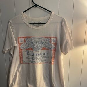 Budweiser White and Red Graphic Tee